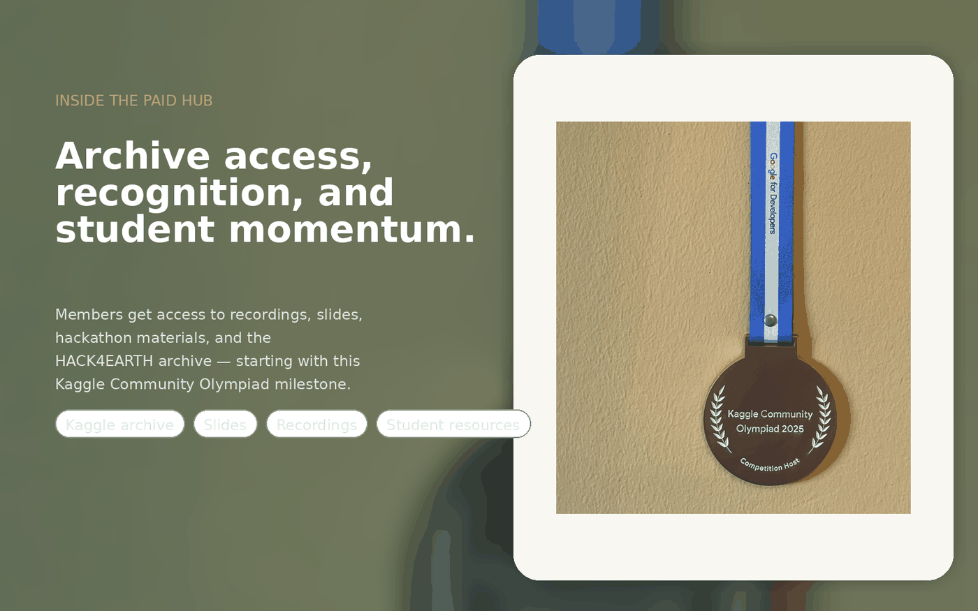 Kaggle Community Olympiad medal preview